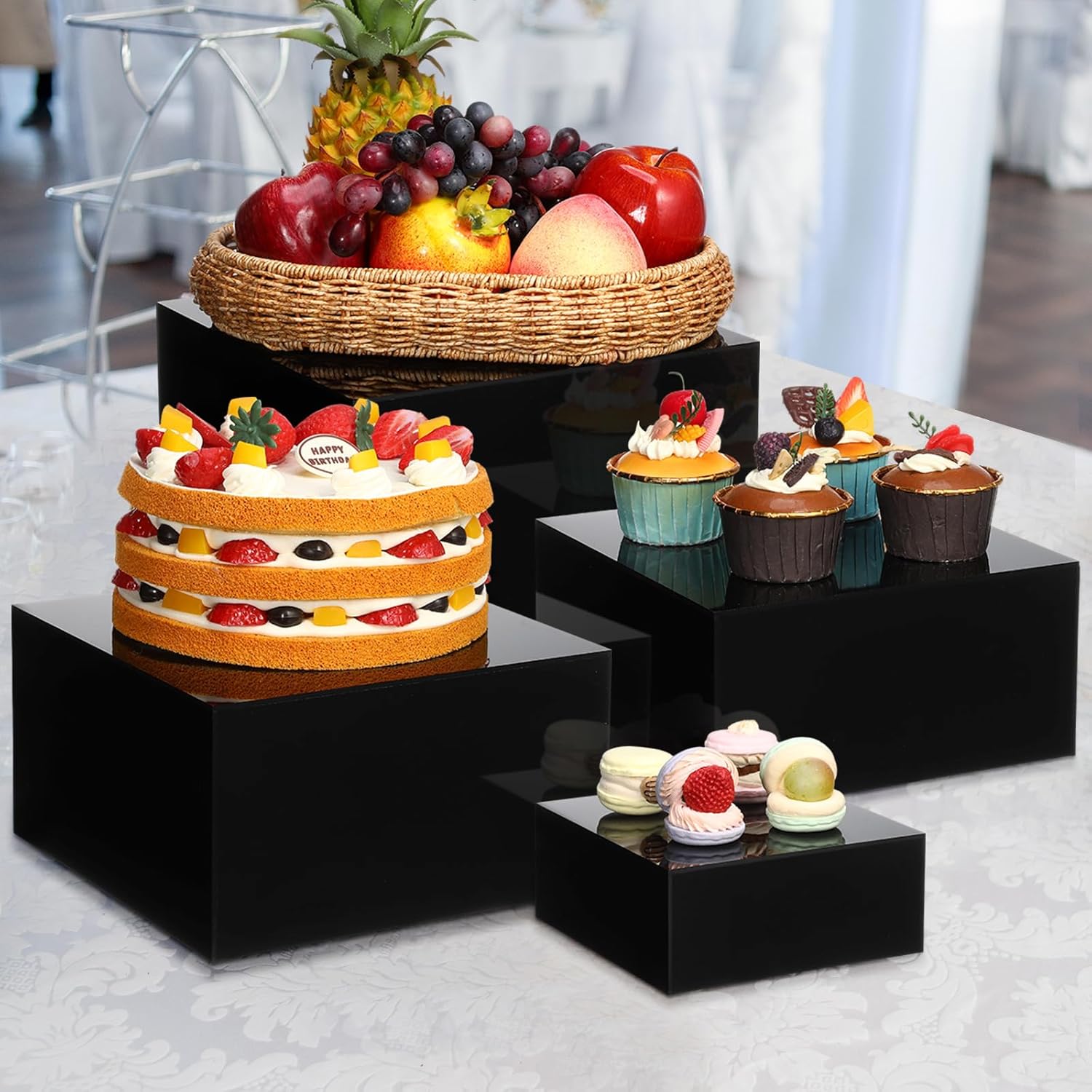 Geelin 8 Pack Acrylic Cube Risers with Hollow Bottoms