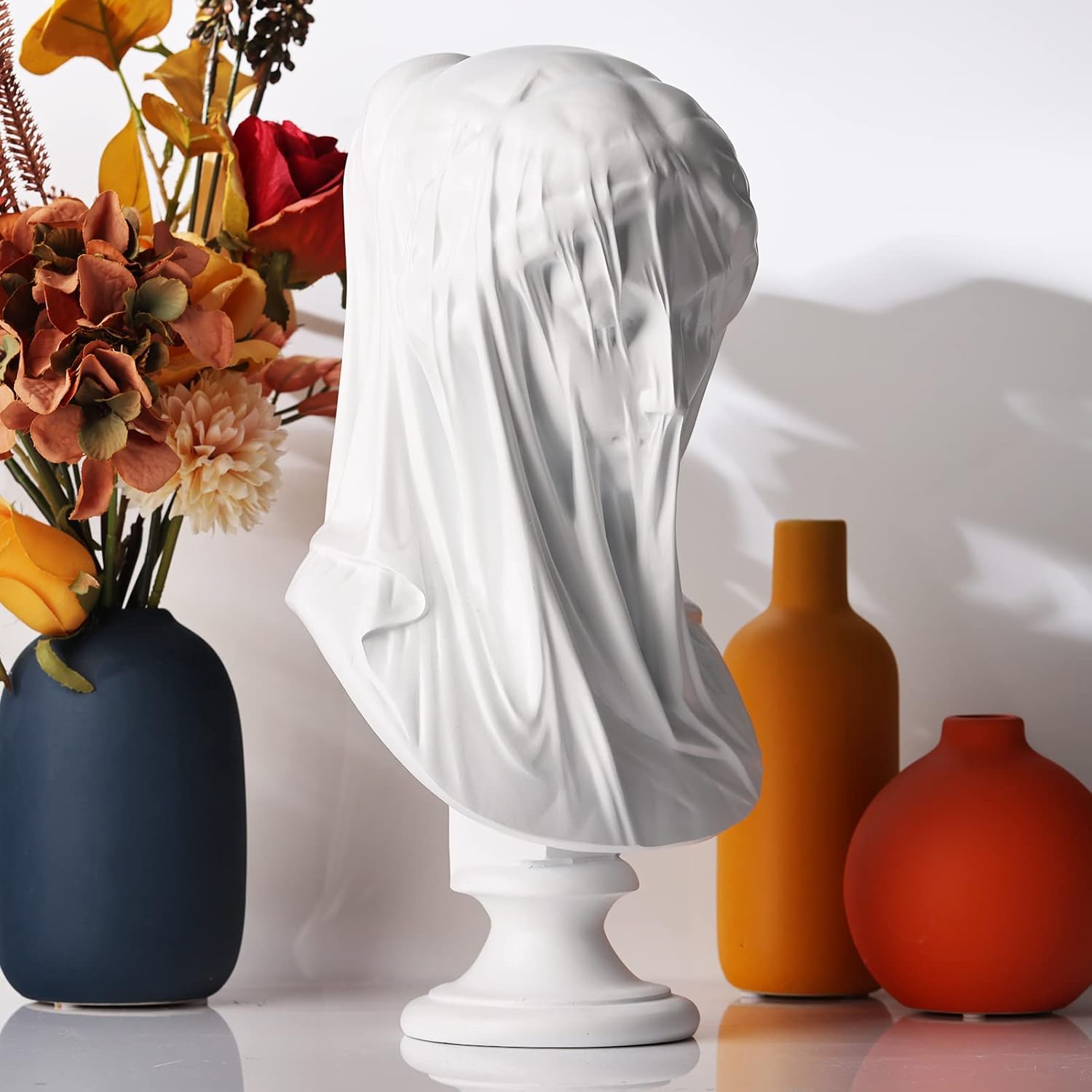 13 Inch Veiled Lady Greek Goddess Bust Statue