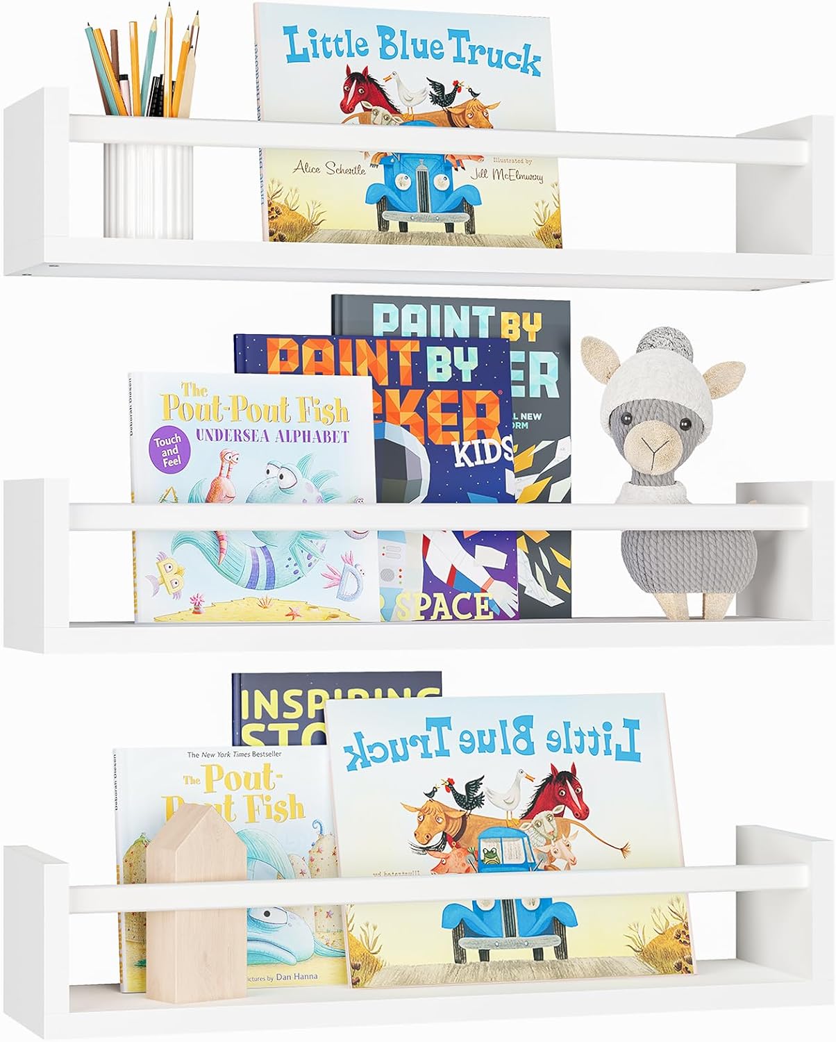 Fixwal Floating Bookshelves Set of 3 for Nursery Kids Room