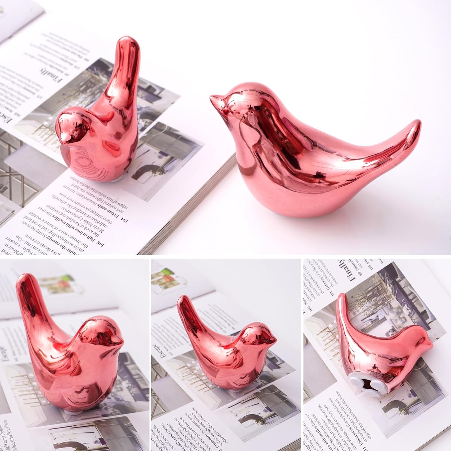Notakia 2Pcs Small Pink Birds Statues Home Decor