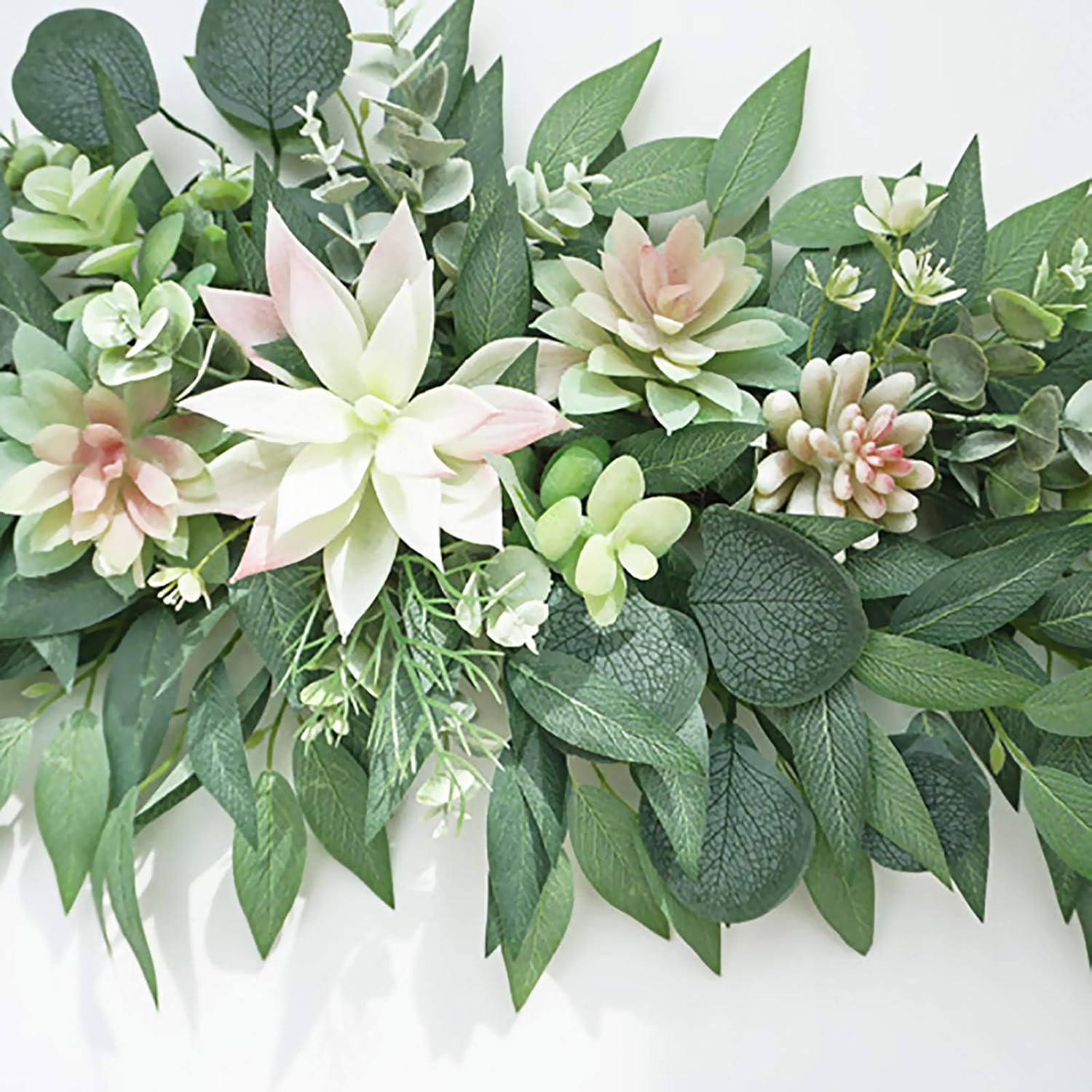 28inch Artificial Succulent Swag Decor with Eucalyptus and Greenery