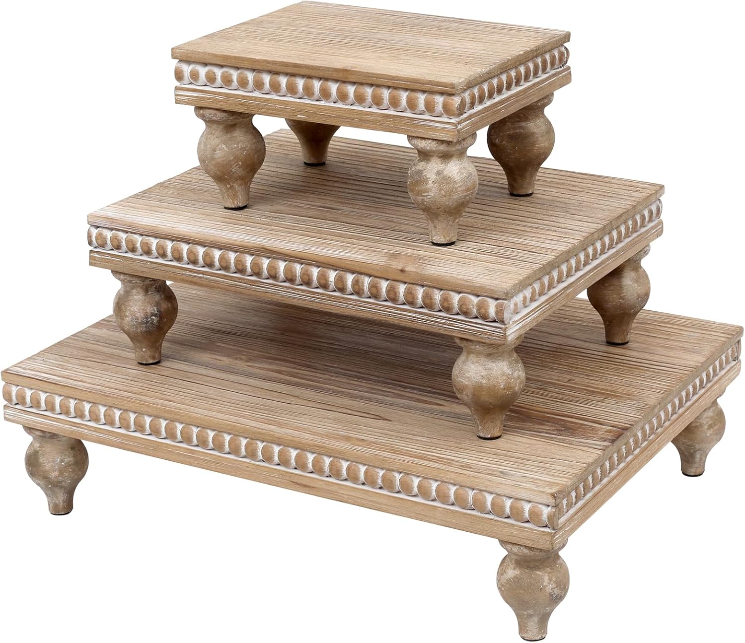 SwallowLiving Wooden Riser Set of 3 Natural