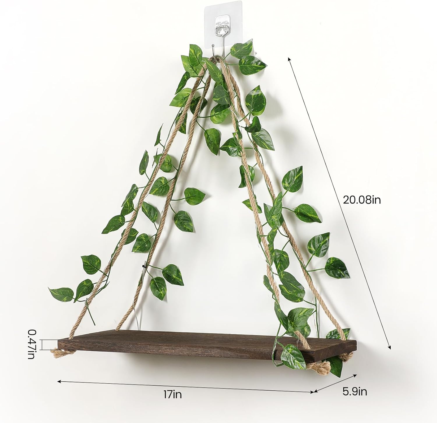 Forest Angle 2-Piece Floating Wall Shelf with Green Leaf Design