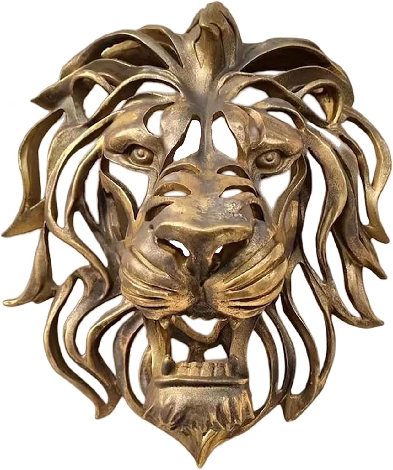 Large Gold Resin Lion Head Wall Sculpture