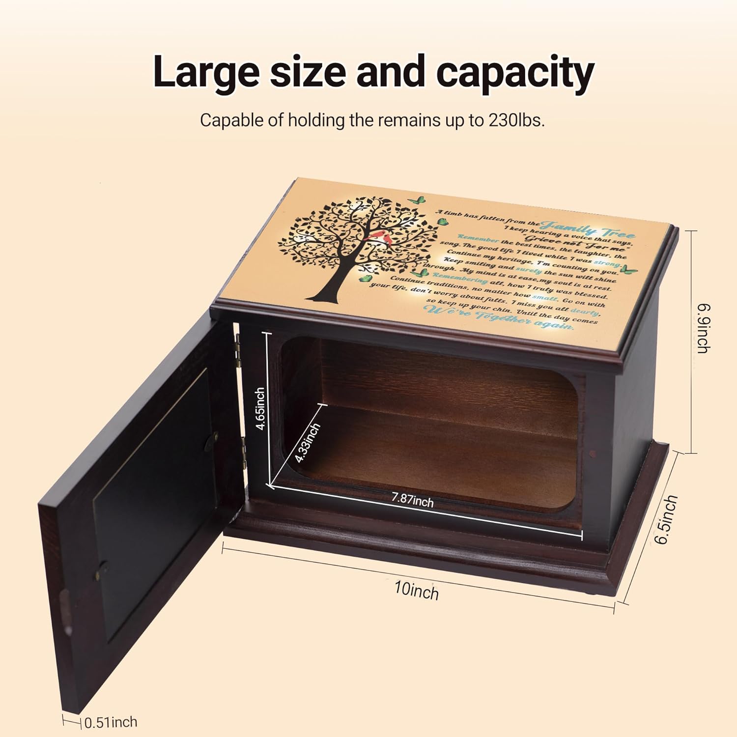 PREKIAR Wooden Cremation Urn with Photo Frame