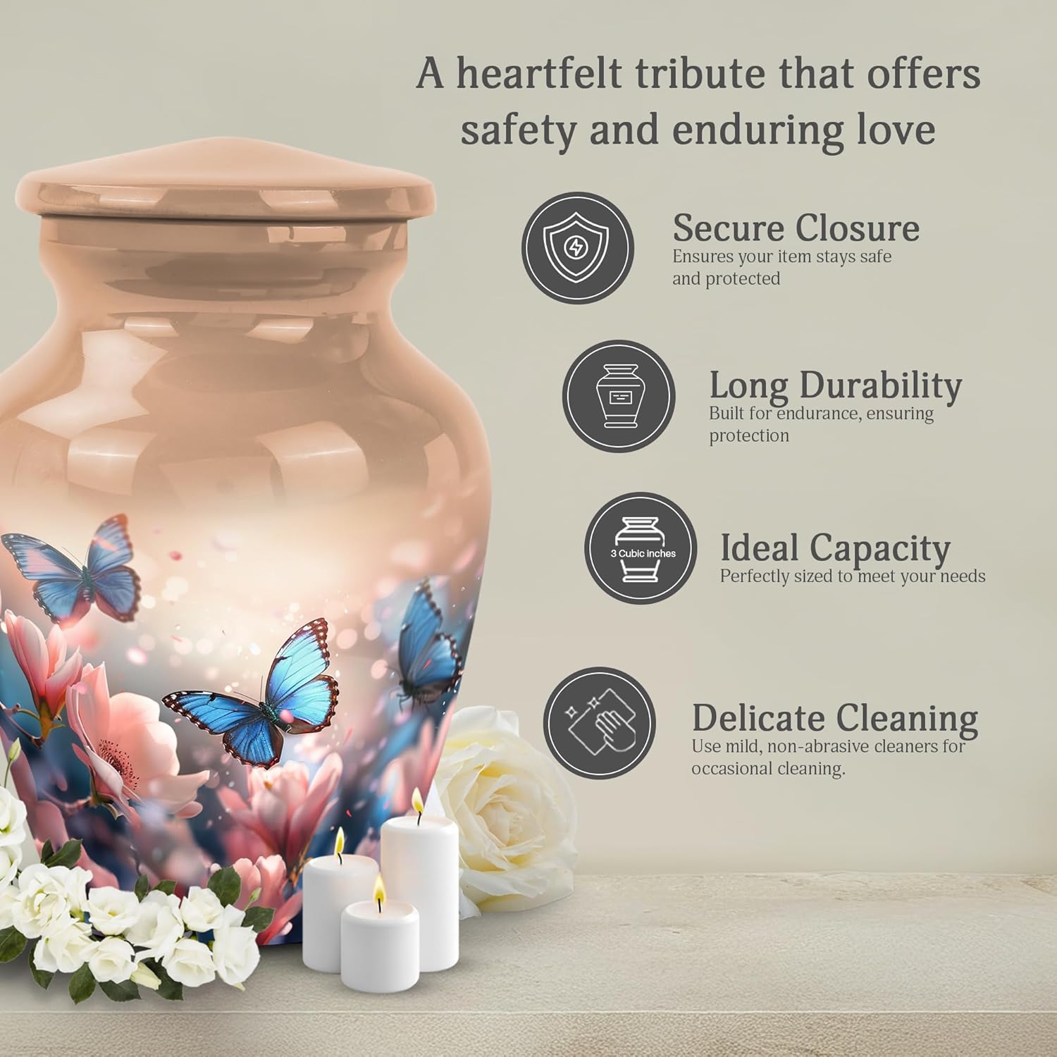Butterflies in Blossoms 3 Inch Urn Set of 2