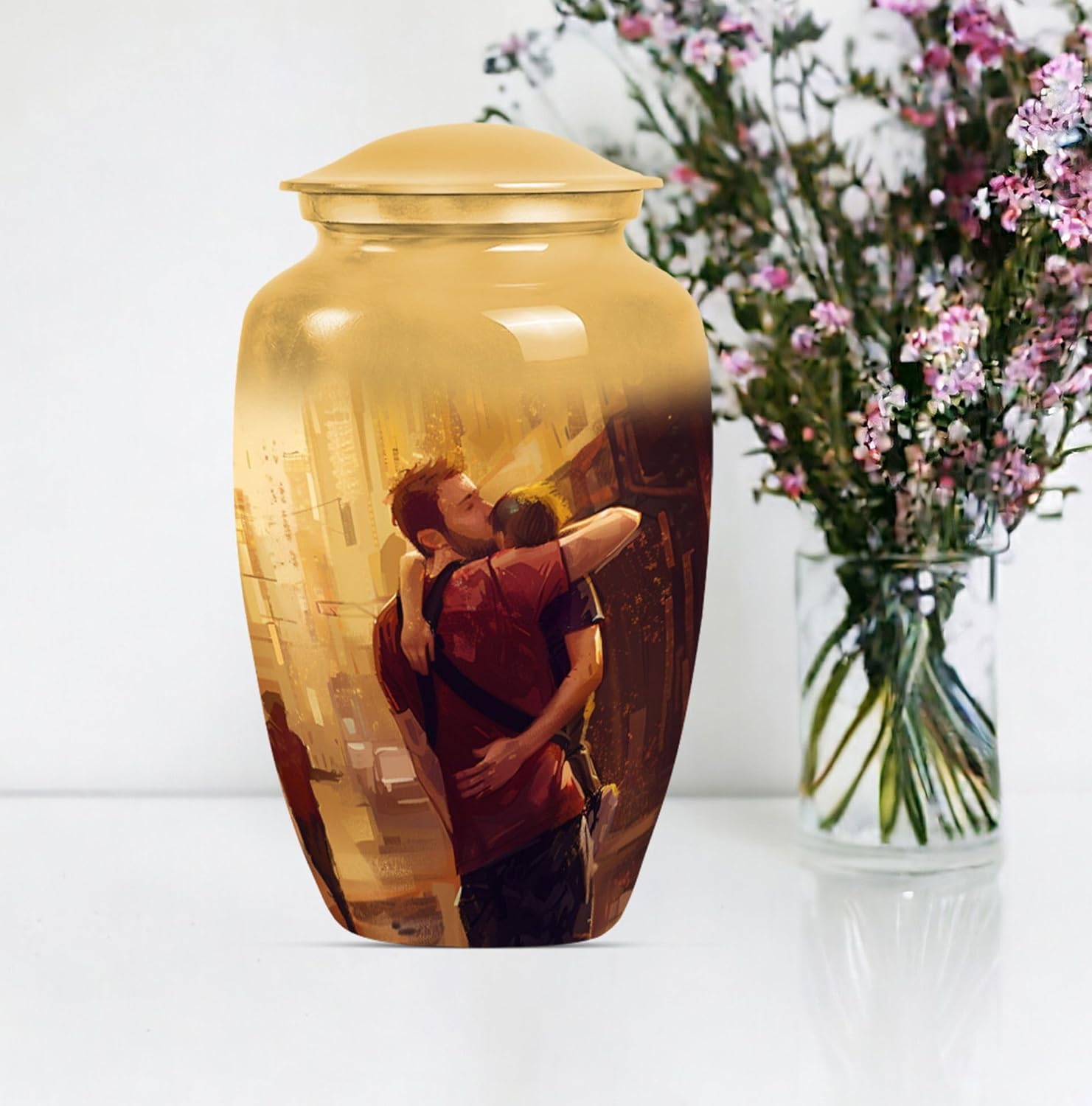YATHABHISA Dad Urn - Large Velvet Bag Cremation Urn for Human Ashes
