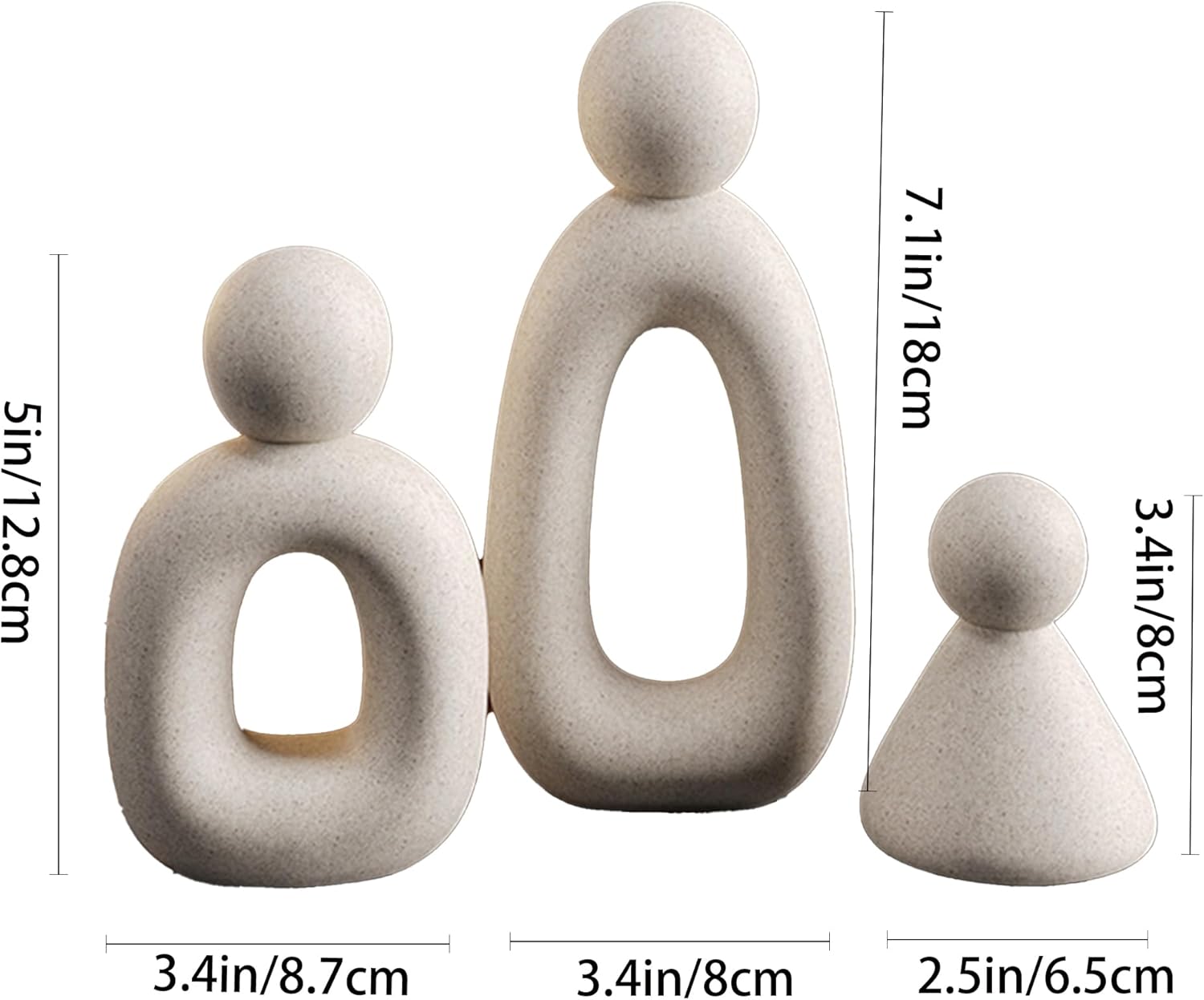 Suruim Modern Family Figurines Set of 3 Grey