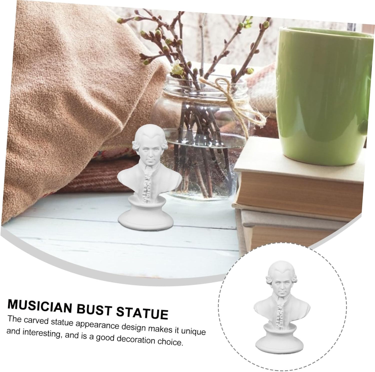 4pcs Mini Musician Bust Sculptures Resin Decor Desktop Statue