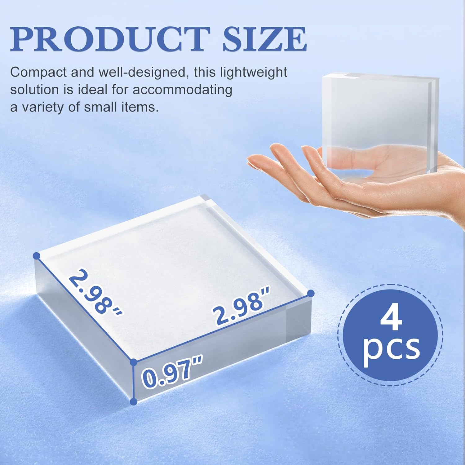 SAMYUCHO Acrylic Display Blocks 4 Pcs Clear Cube Riser Stand