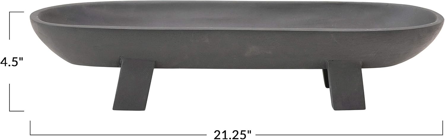 Bloomingville Mango Wood Footed Black Tray