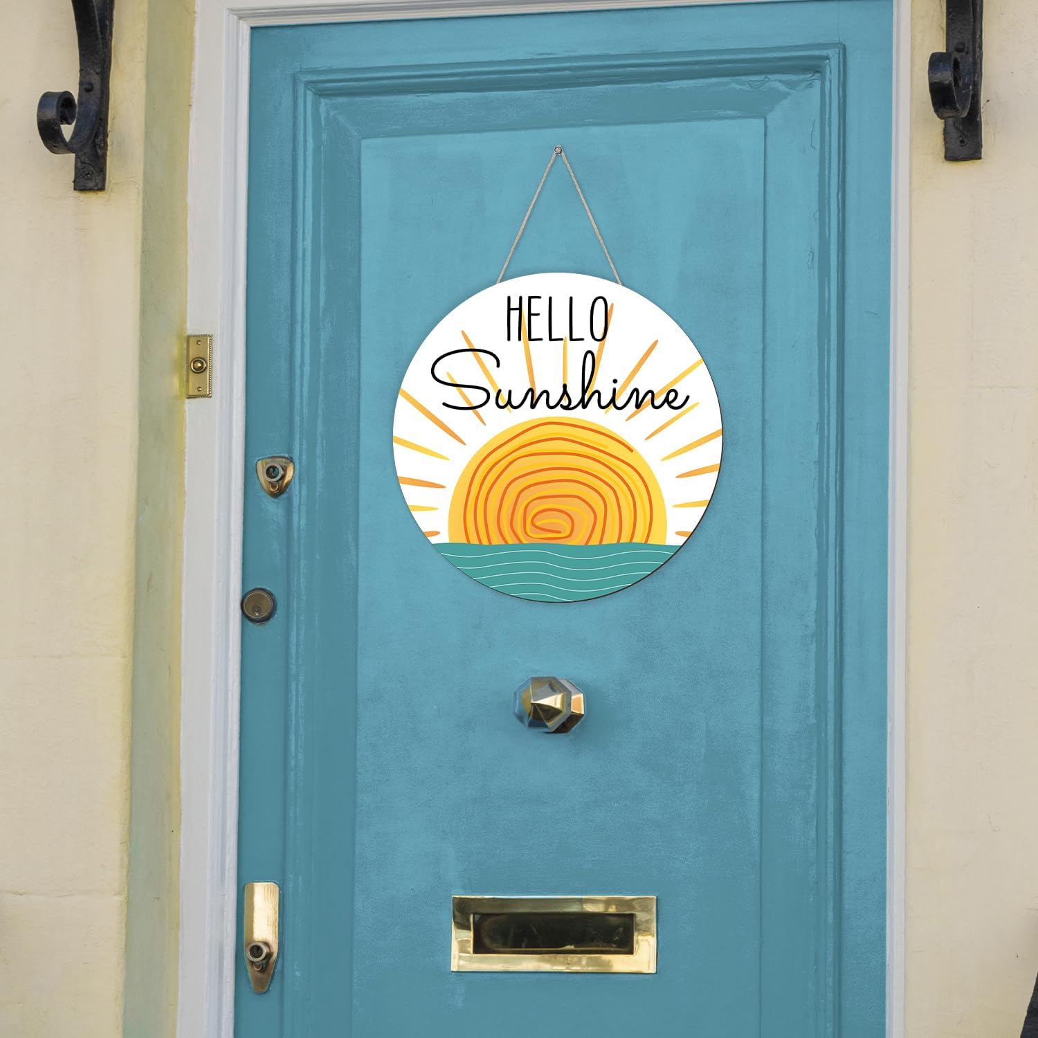 Hello Sunshine Wooden Door Hanging Sign for Summer