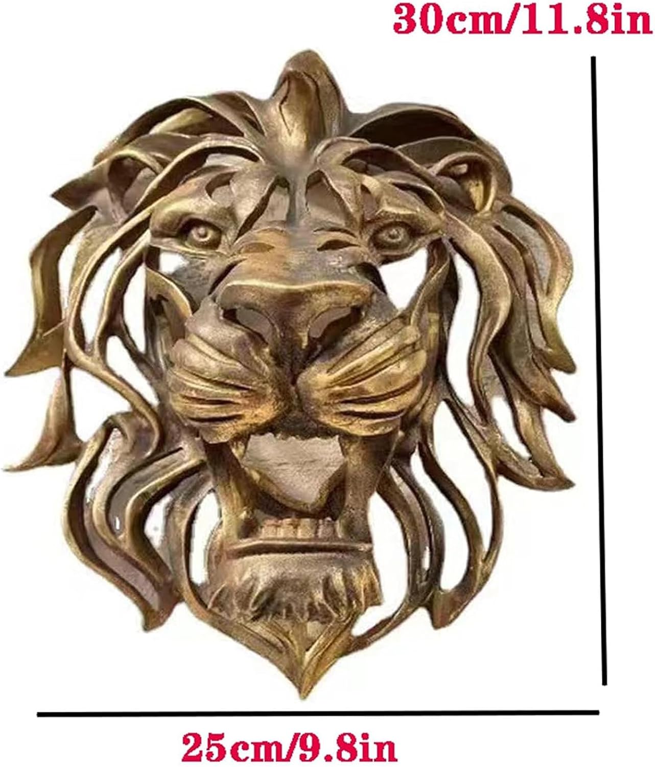 Lion Head Wall Art Sculpture 3D Golden Resin Wall Decor