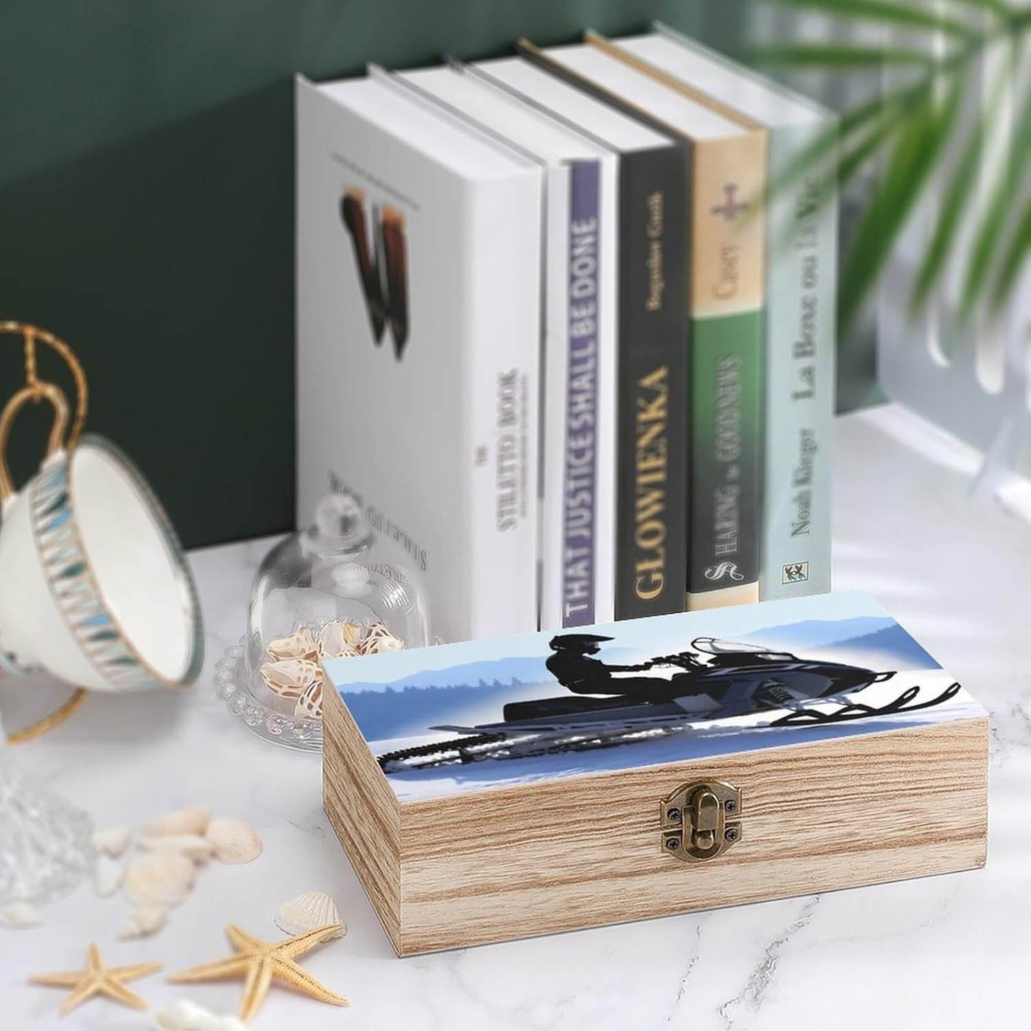 Snowmobile Keepsake Box Large Wooden Storage Organizer