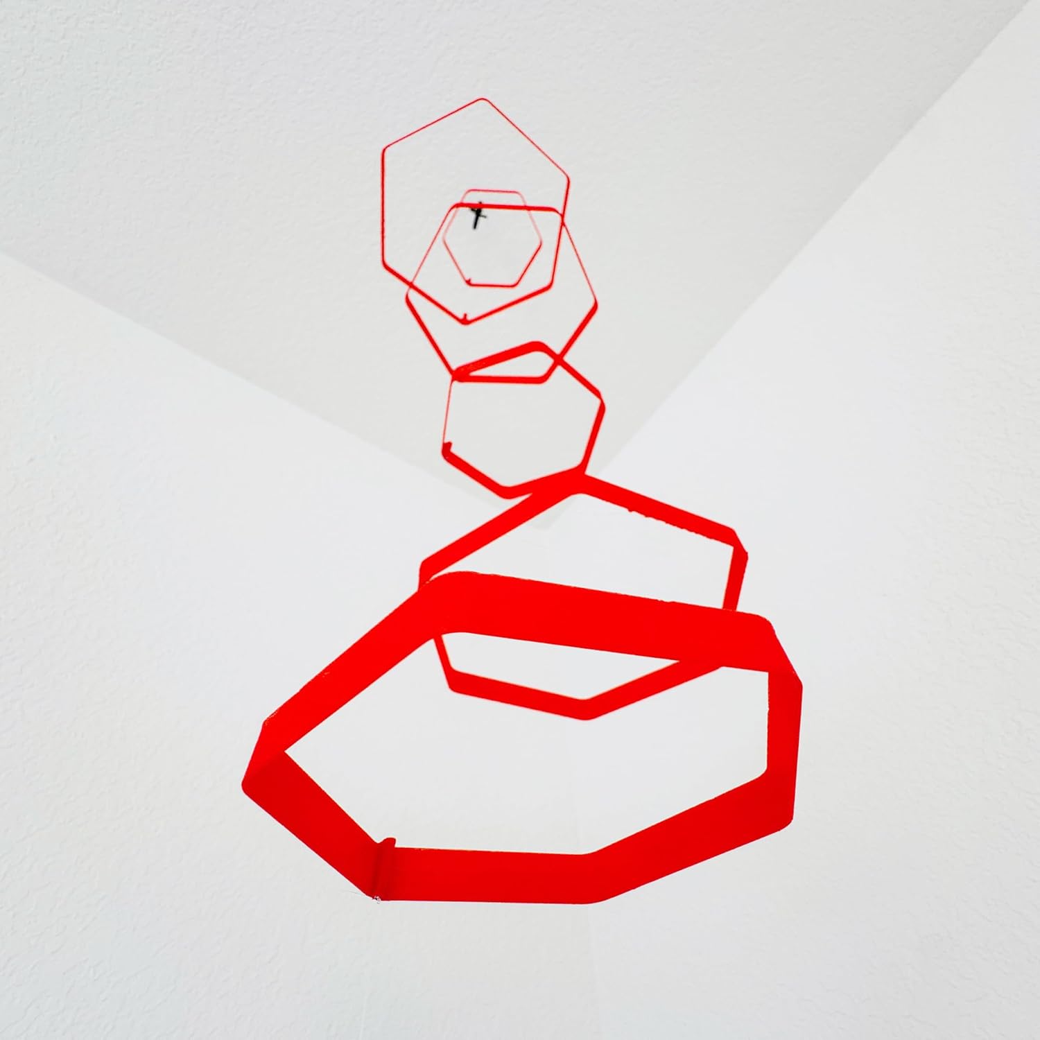 Hex Hanging Mobile Customizable Modern Art in Vibrant Red