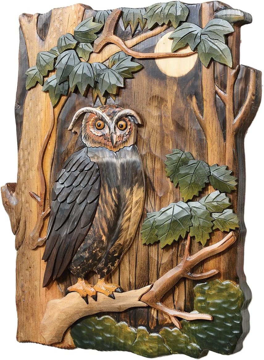 Wise Owl Wood Wall Art by BLACK FOREST DECOR