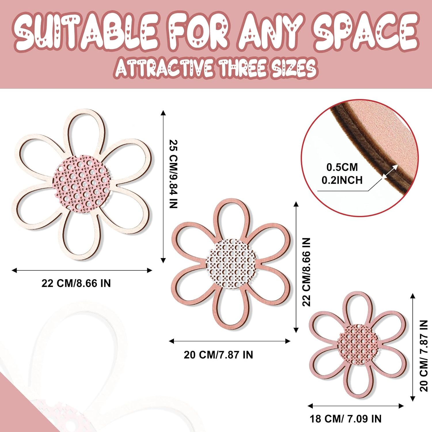 Maitys 3 Piece Boho Daisy Wall Decor Set