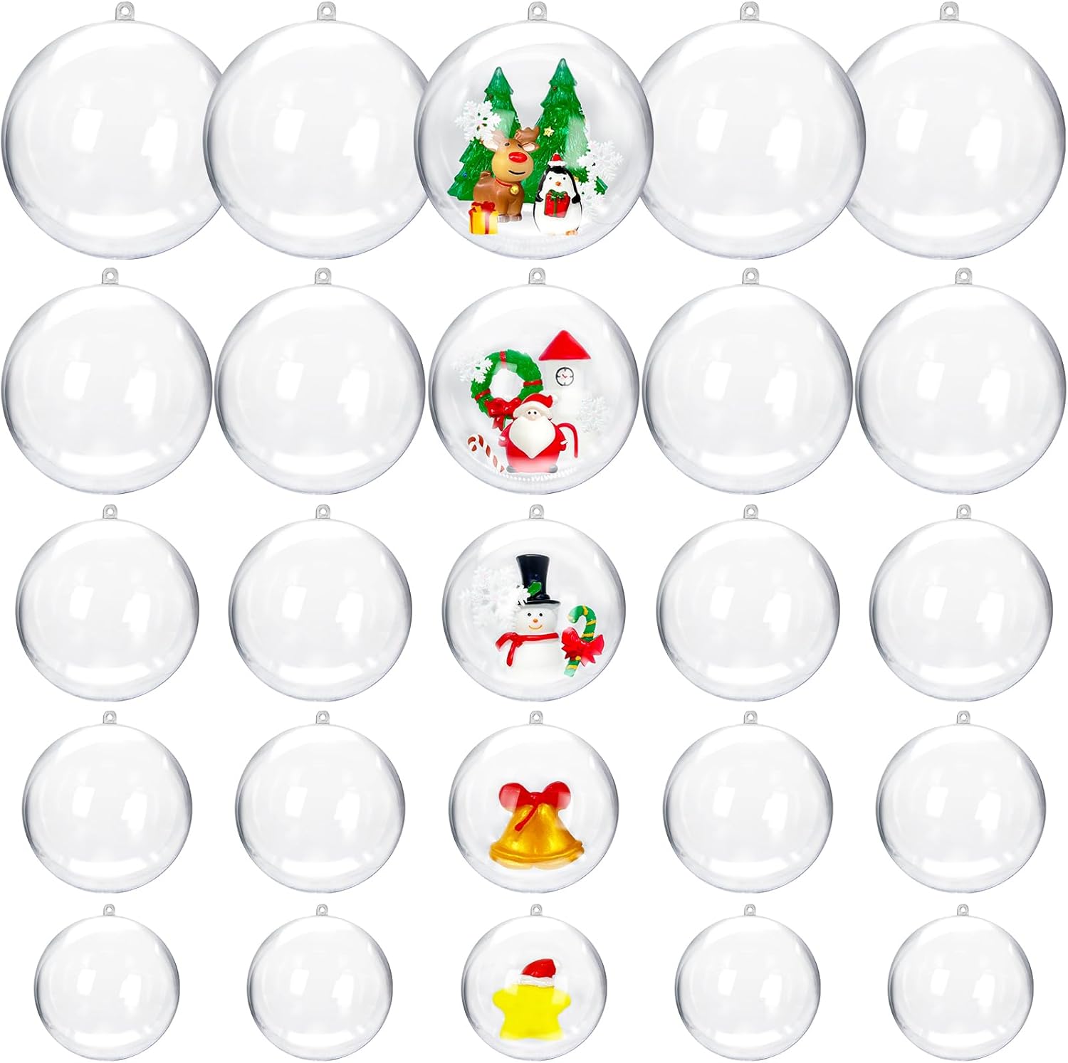 25 Set Clear Plastic Fillable Ornaments for DIY Decor