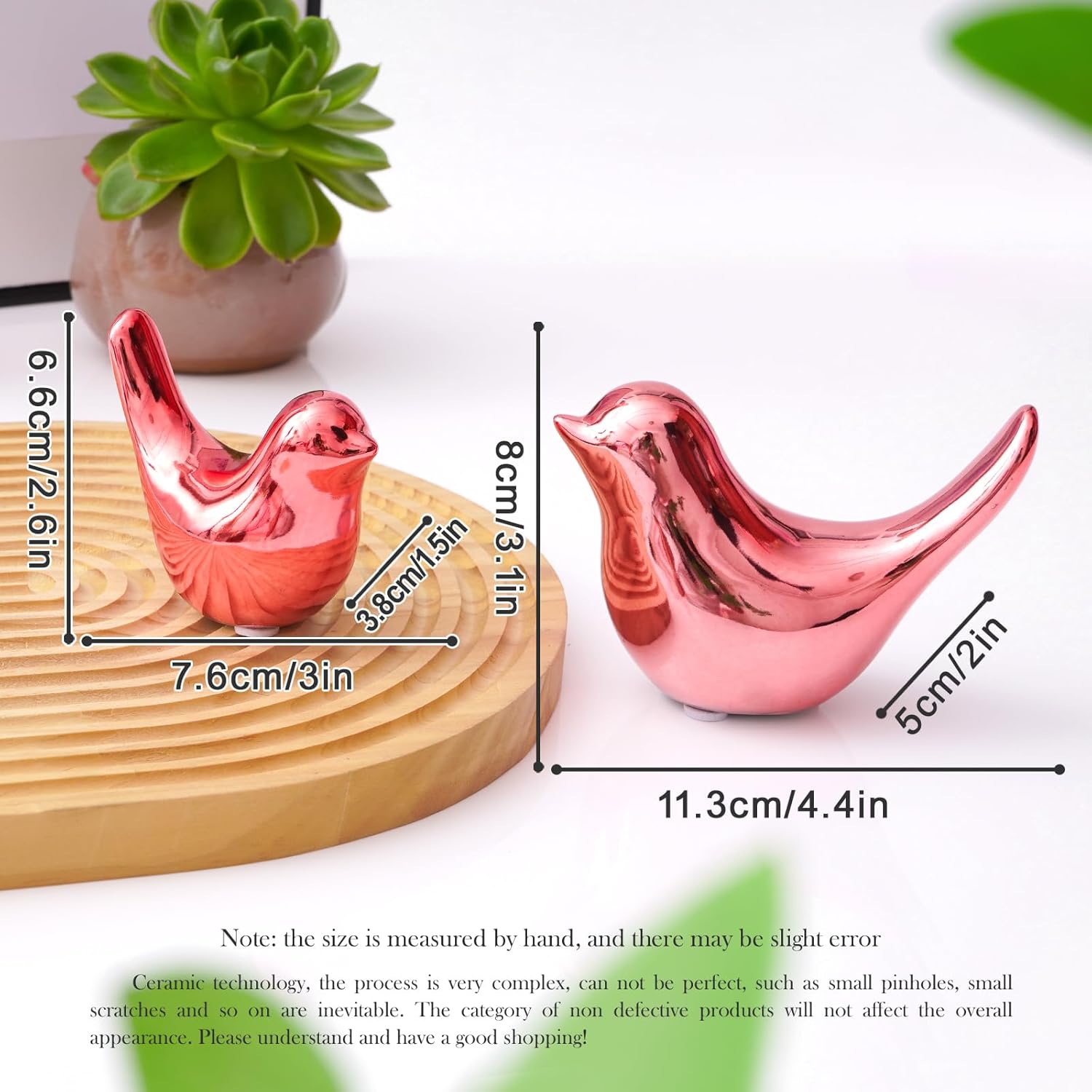 Notakia 2Pcs Small Pink Birds Statues Home Decor