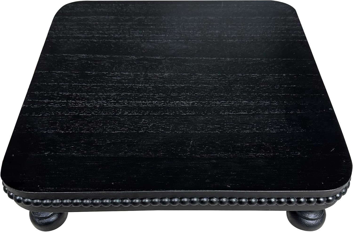 Farmhouse Display Wood Riser with Black Beaded Pedestal