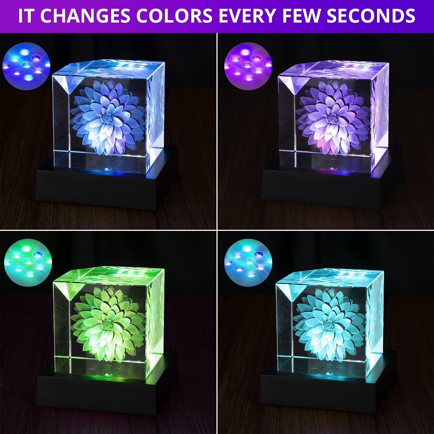 Facmogu 9 LED Light Base for Crystal 3D Glass Art