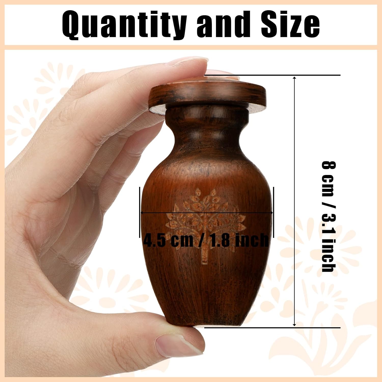 Chunful Mini Wooden Cremation Urn 315 Inch Keepsake Urn for Human Ashes