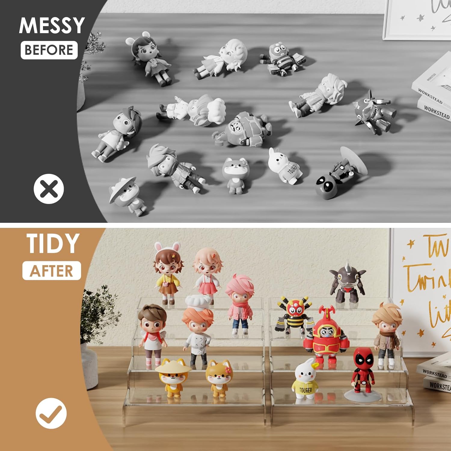 Anglelife 8 Piece Display Riser Set for Collectibles
