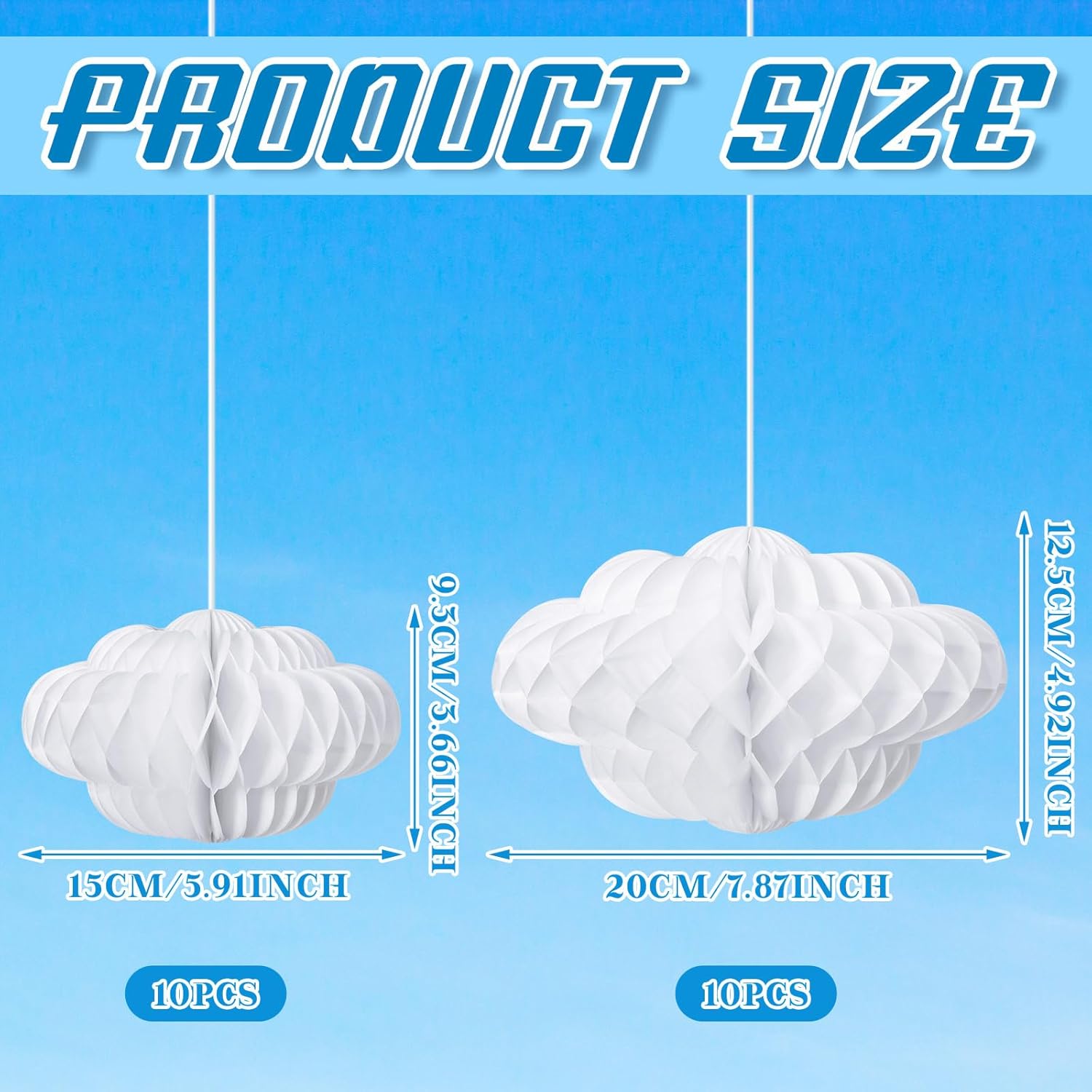 20 Pcs Hanging Honeycomb Cloud Decorations for Ceiling Art