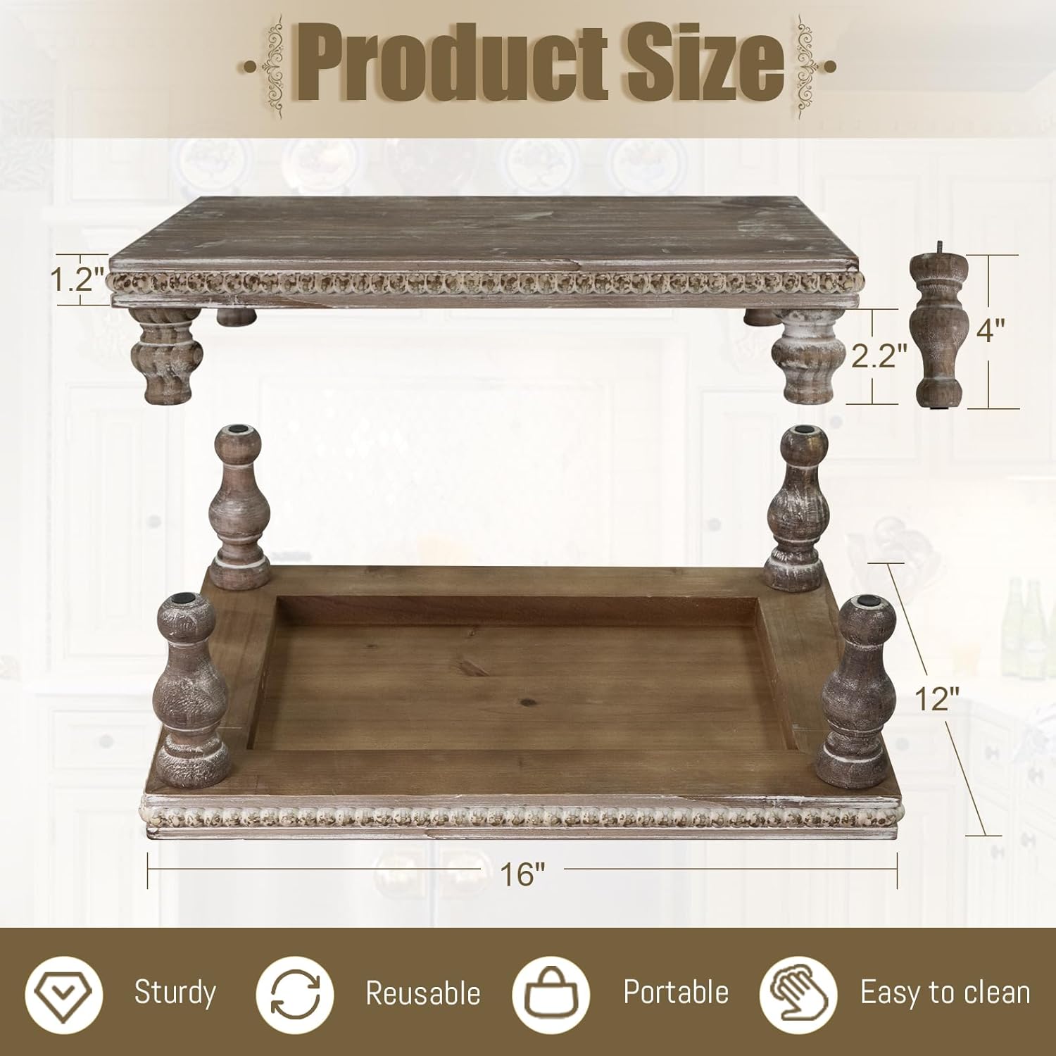 MAONAME Wood Display Risers Decorative Tray