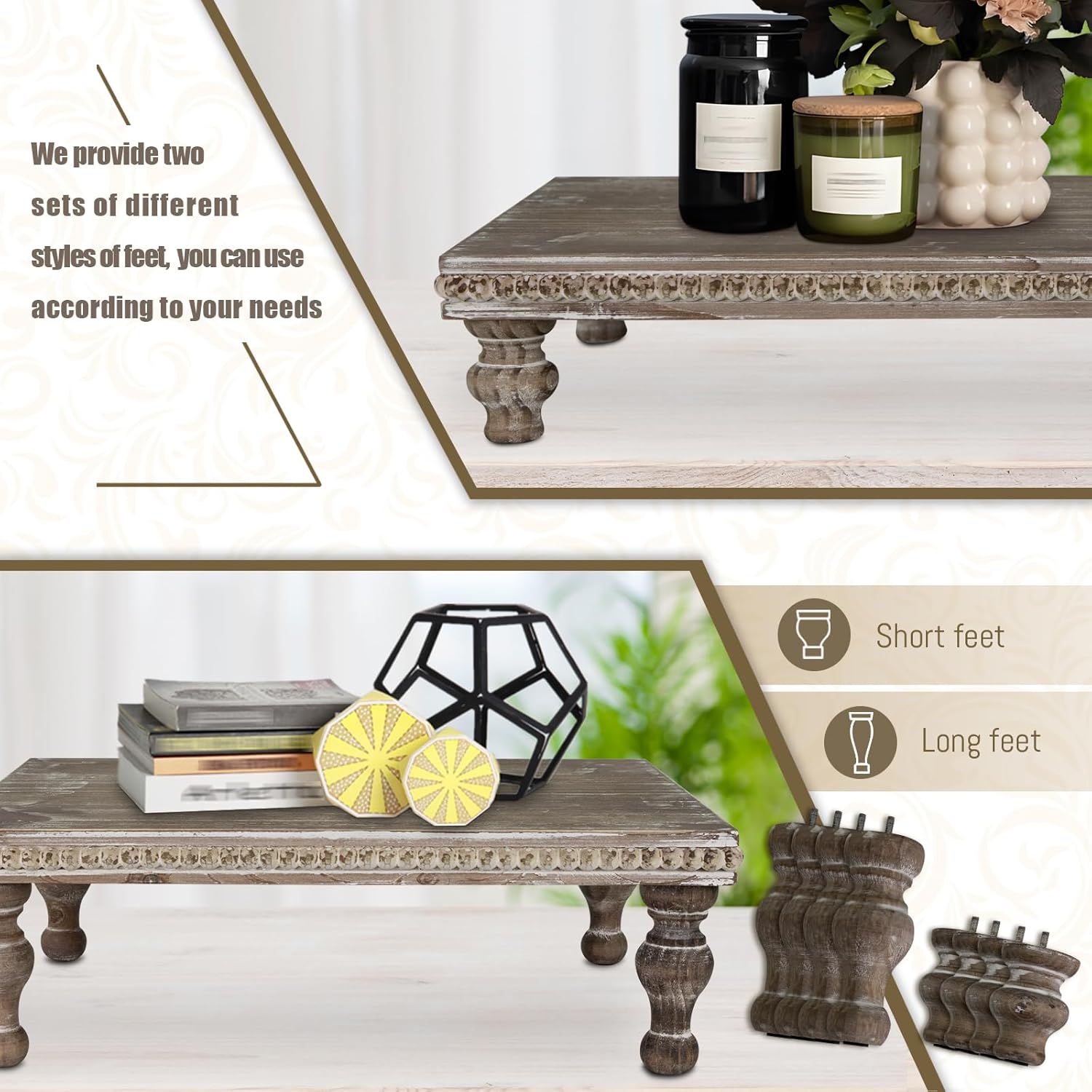 MAONAME Wood Display Risers Decorative Tray