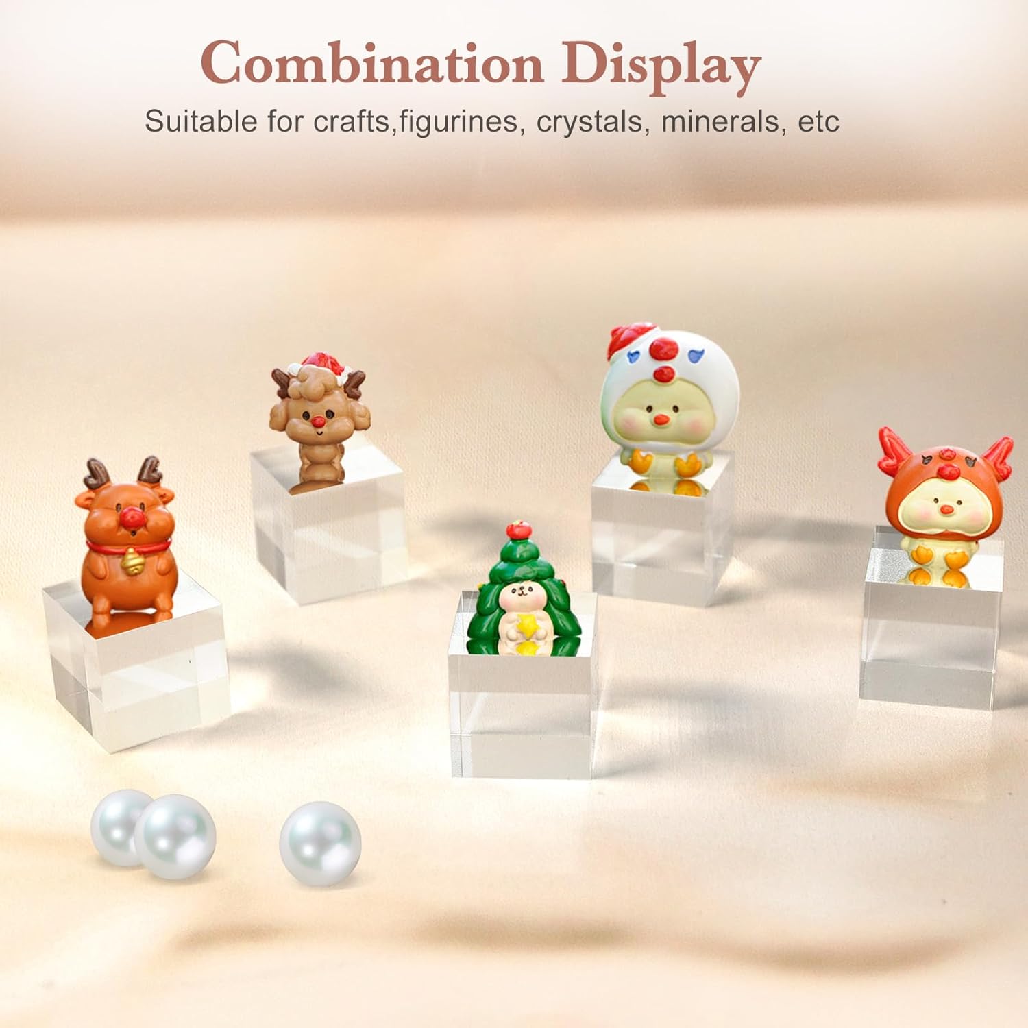 10pc Acrylic Display Blocks Clear Cube Riser Stands