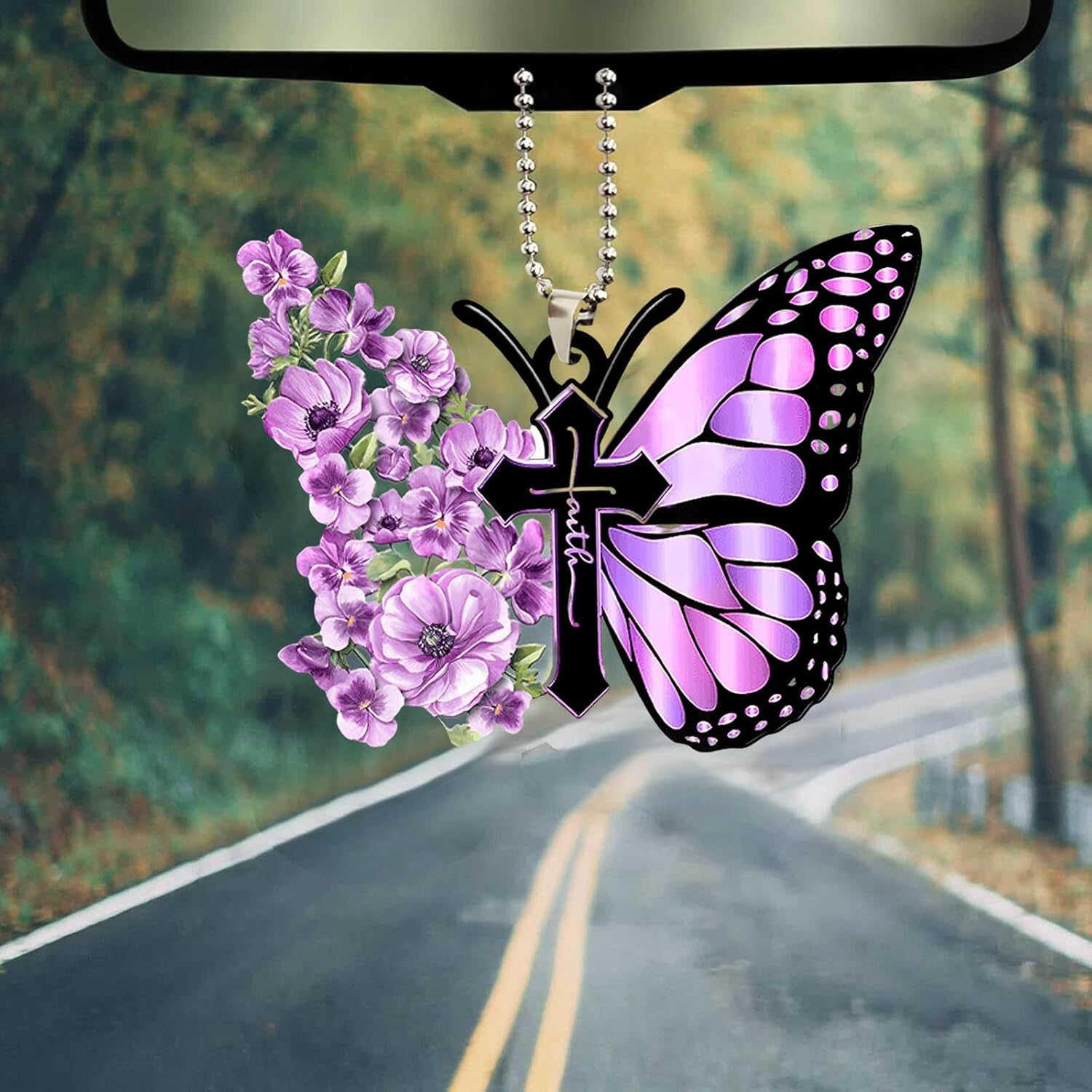 Butterfly Car Hanging Ornament Purple