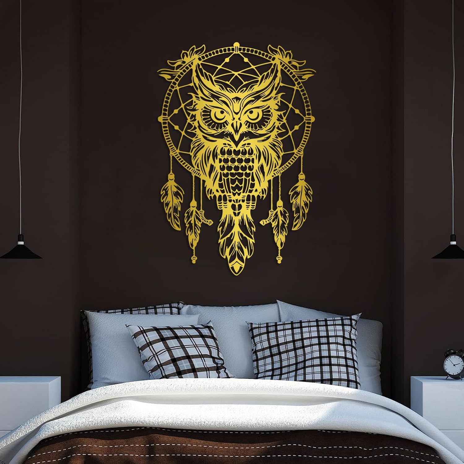 SZI Owl Dreamcatcher Metal Wall Art 24x16 Inch