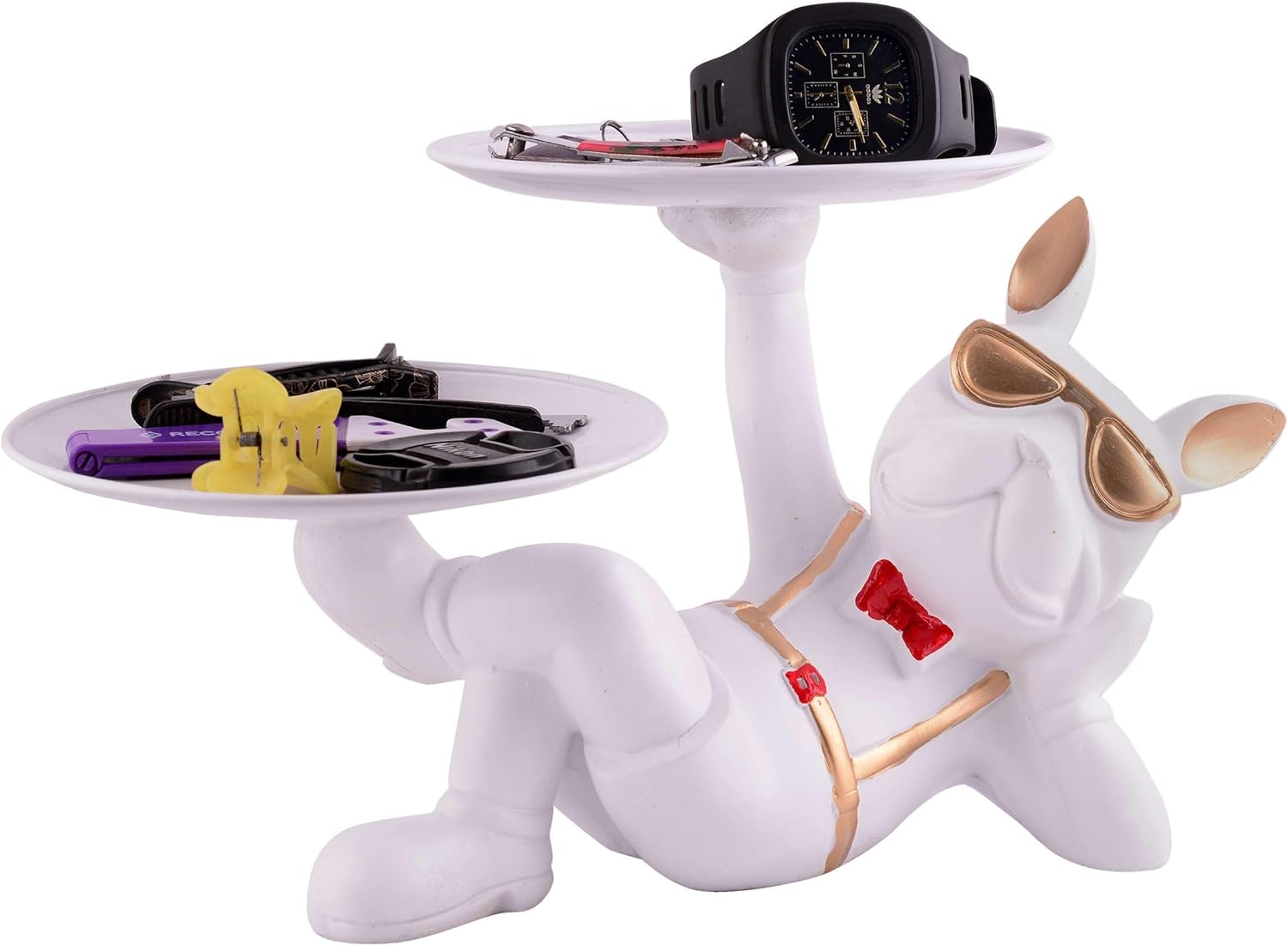Cool Dog Statue with Plate for Home Decor