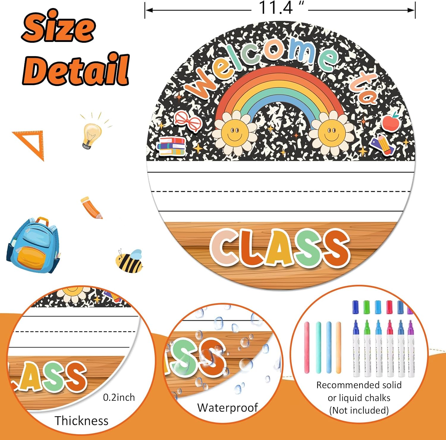 Welcome Classroom Door Sign with Rainbow Design