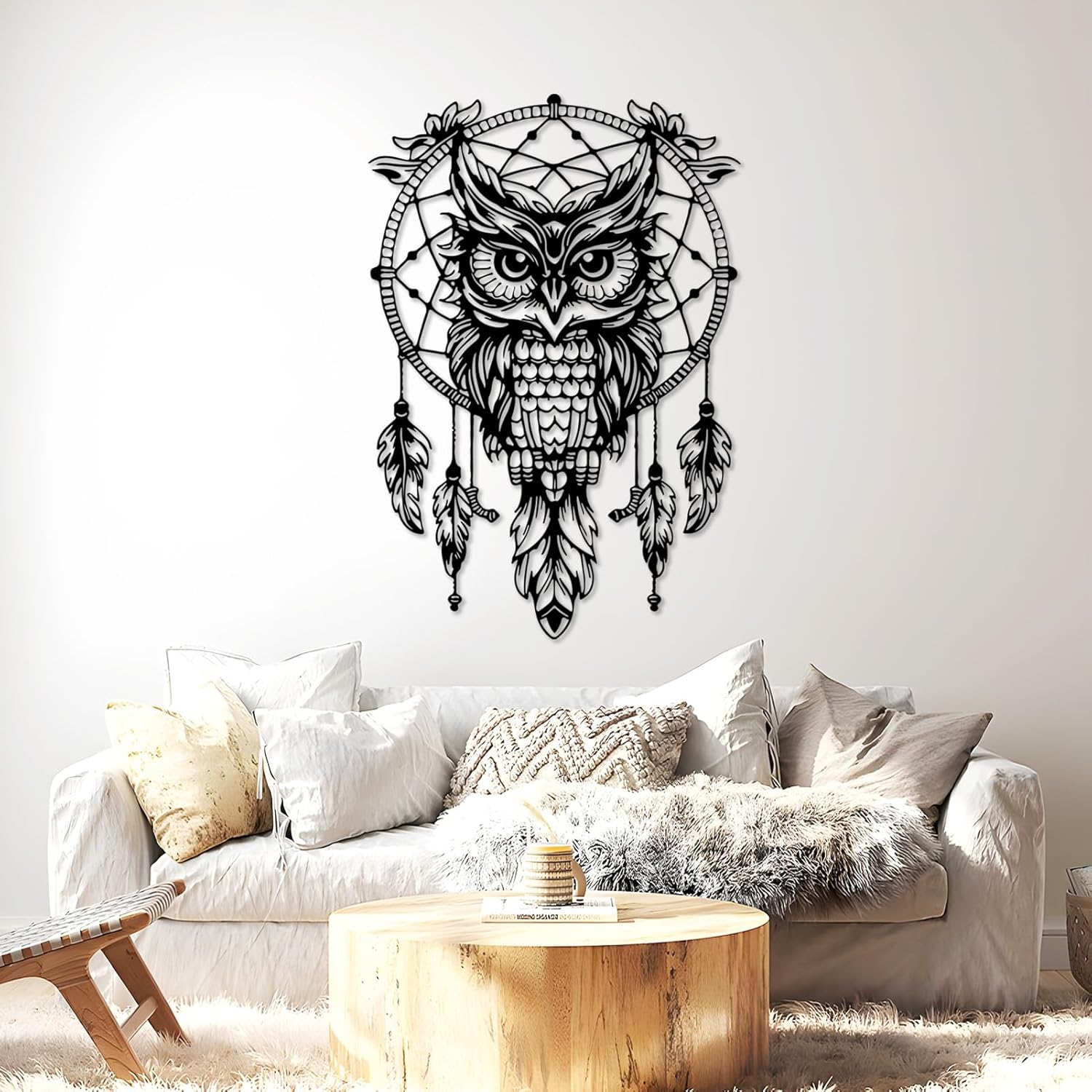 SZI Owl Dreamcatcher Metal Wall Art 24x16 Inch