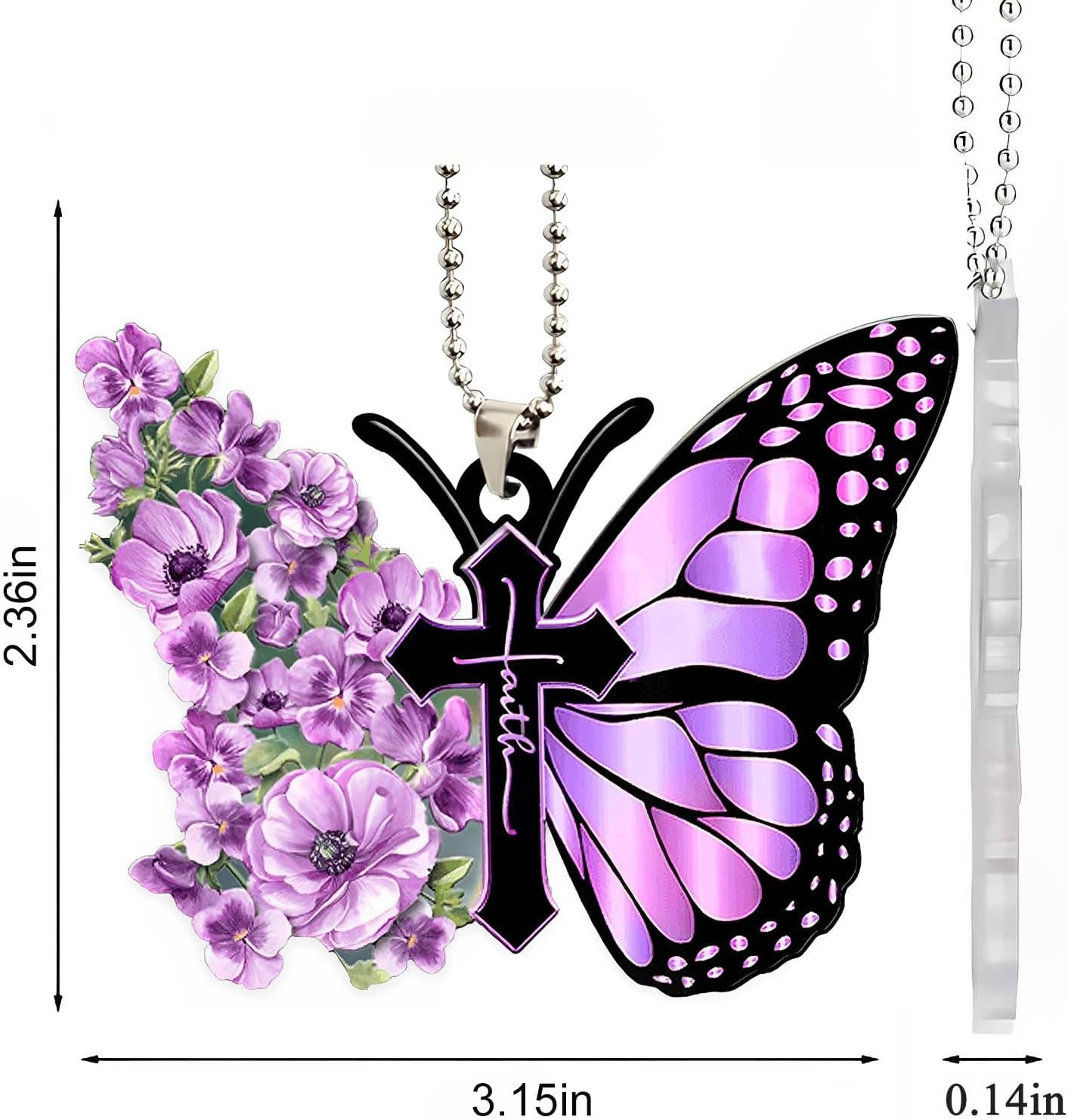 Butterfly Car Hanging Ornament Purple