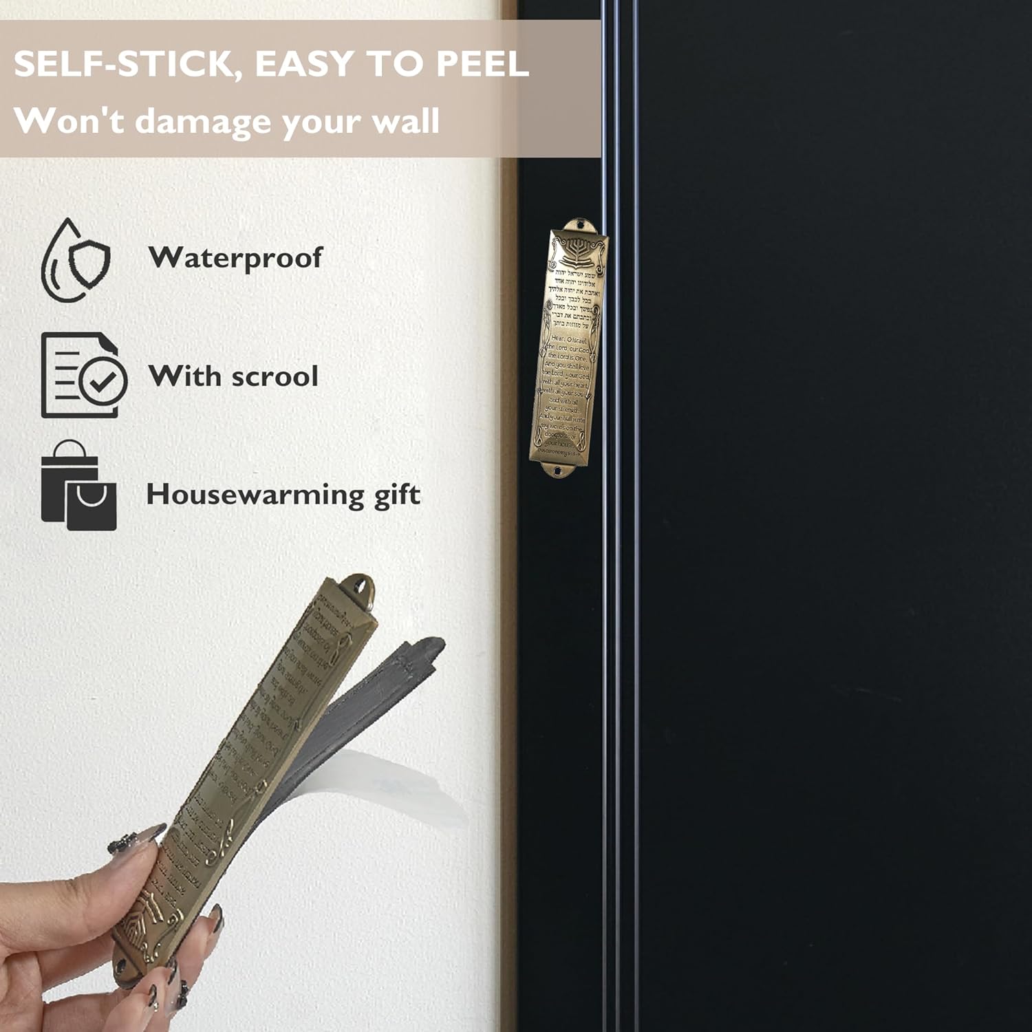 CAMATET Mezuzah Set with Scroll and Self-Stick Backing