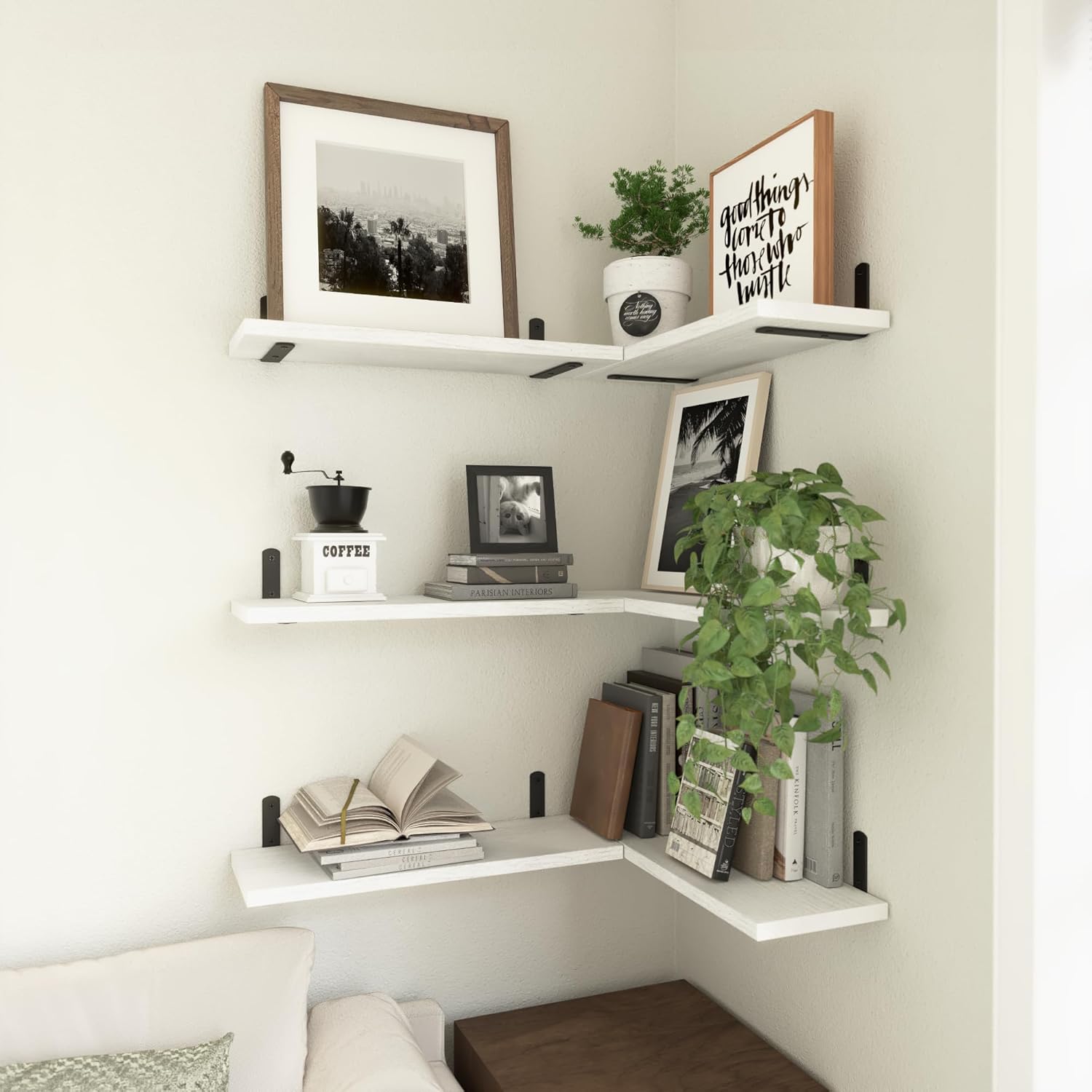 WOPITUES White Floating Shelves Set of 6 for Home Use