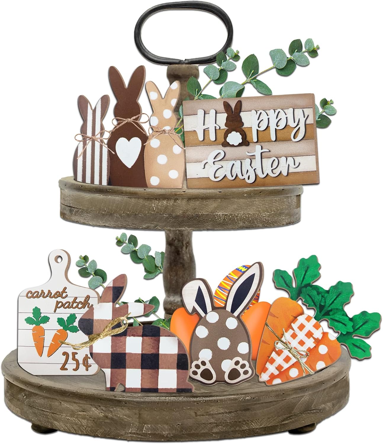 Easter Bunny Tiered Tray Decor Set 6 Pcs