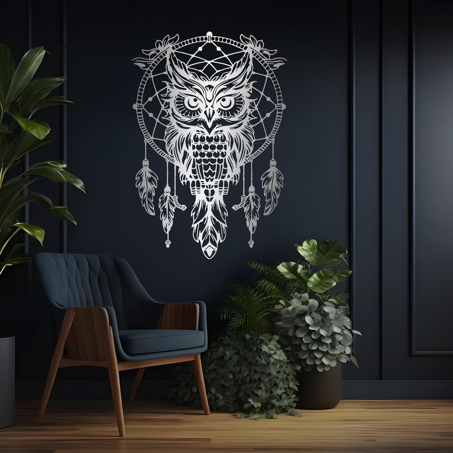 SZI Owl Dreamcatcher Metal Wall Art 24x16 Inch