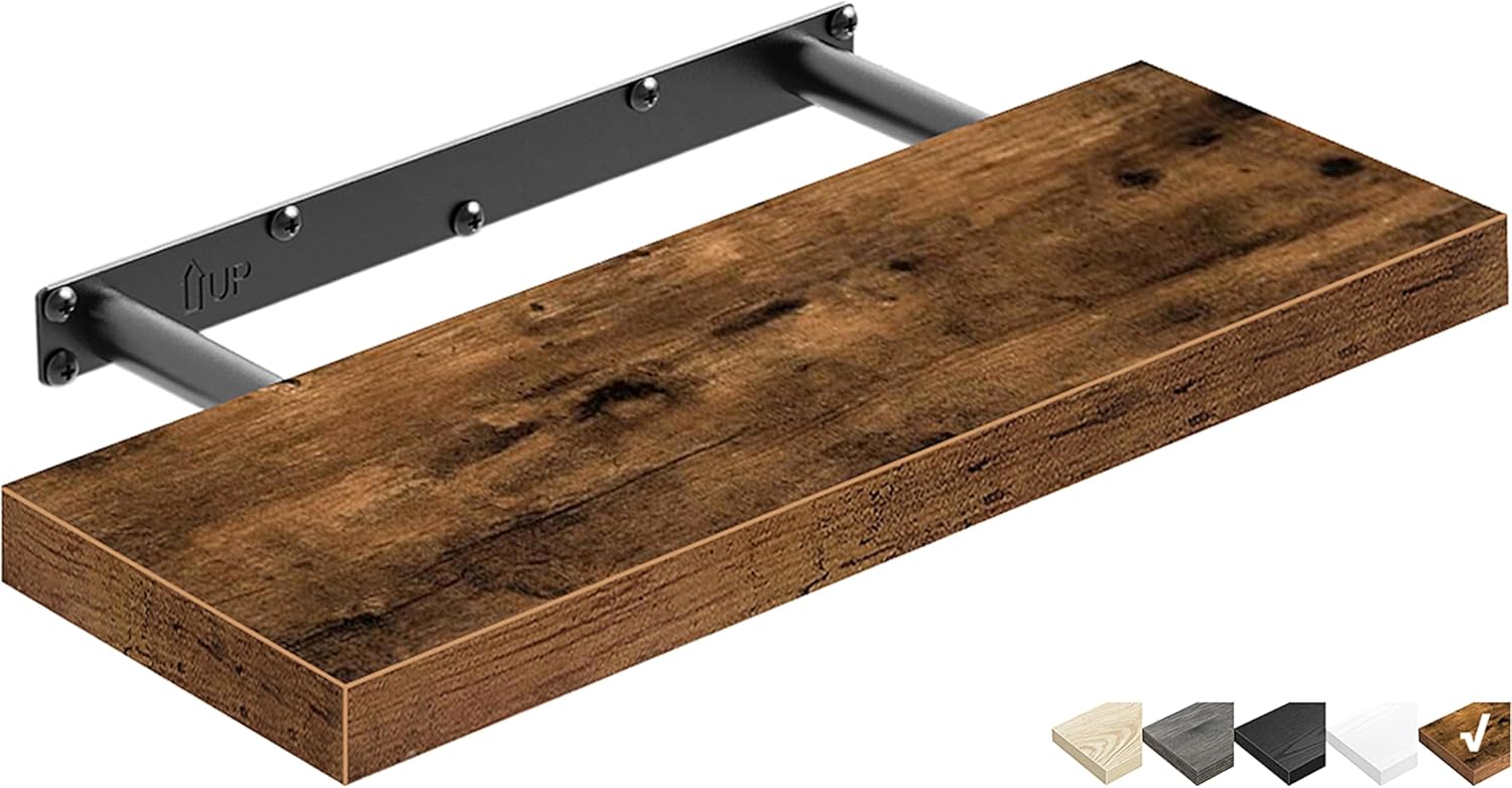QEEIG 16 Inch Floating Shelf Set Brown