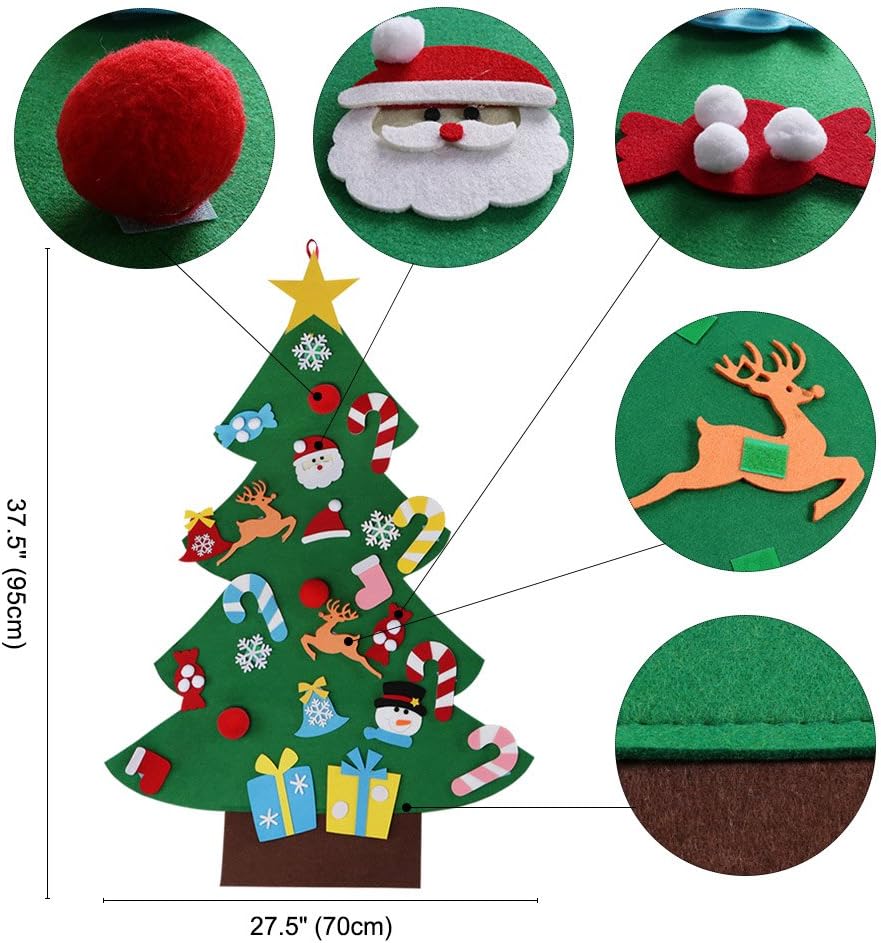 3ft DIY Felt Christmas Tree Set with 26 Ornaments for Kids