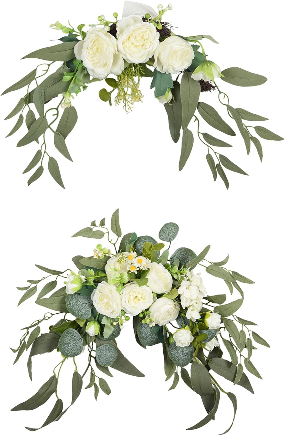 MOTUZP 157 Inch White Floral Swag Door Decor