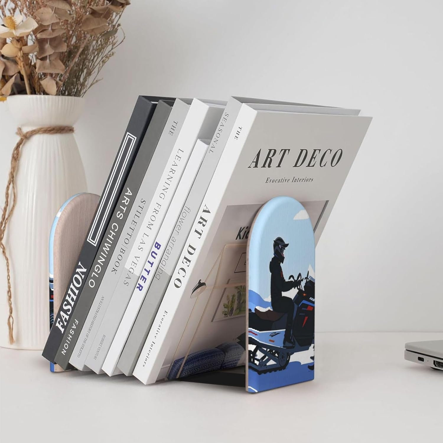 Heavy Duty Wooden Book Ends with Non-Skid Base