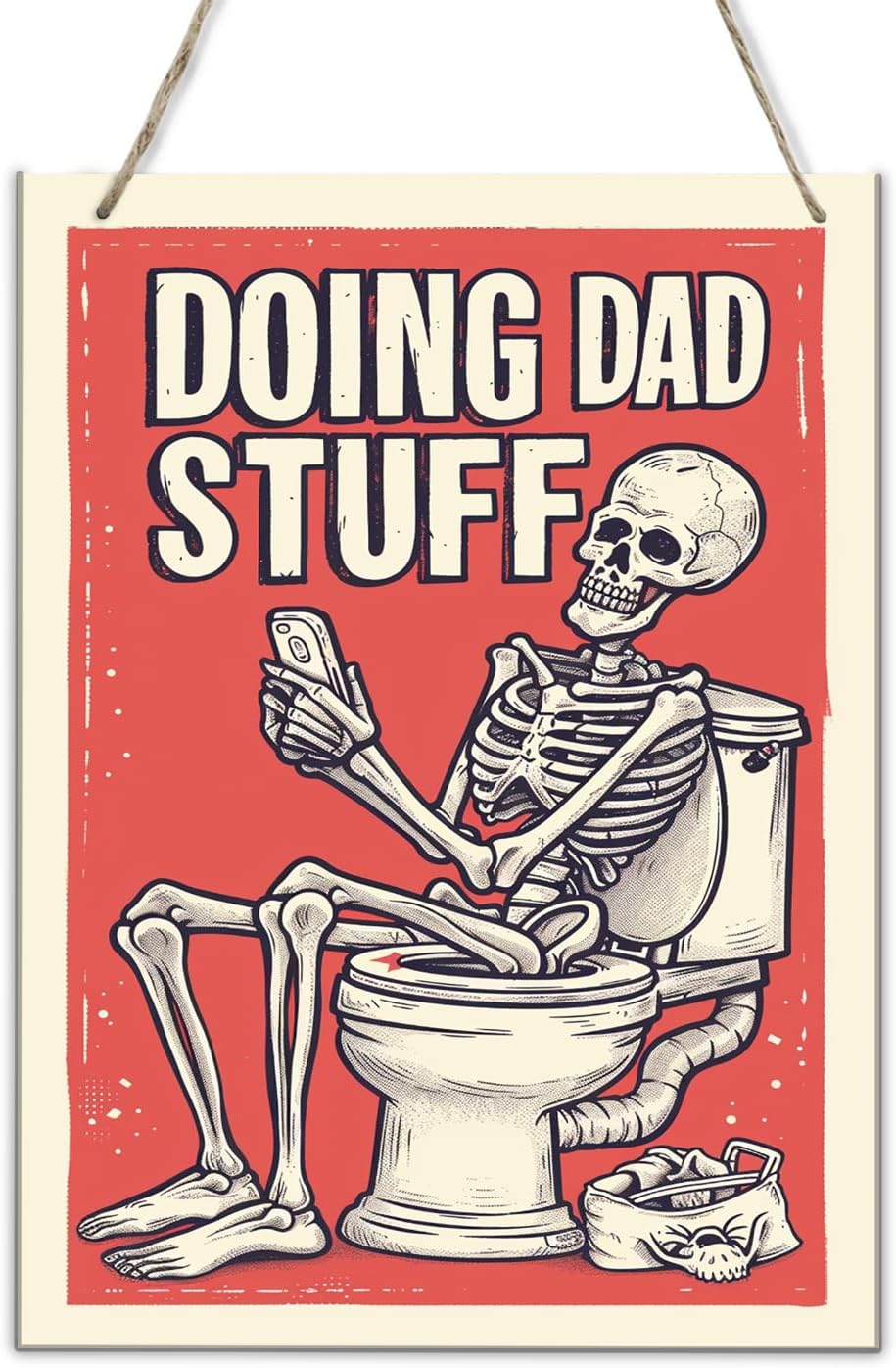 Funny Skeletons With Mobile Phones Wooden Wall Sign