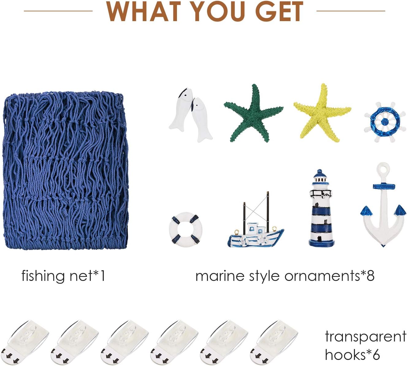 Jetec Decorative Fishnet Wall Hanging Nautical Set
