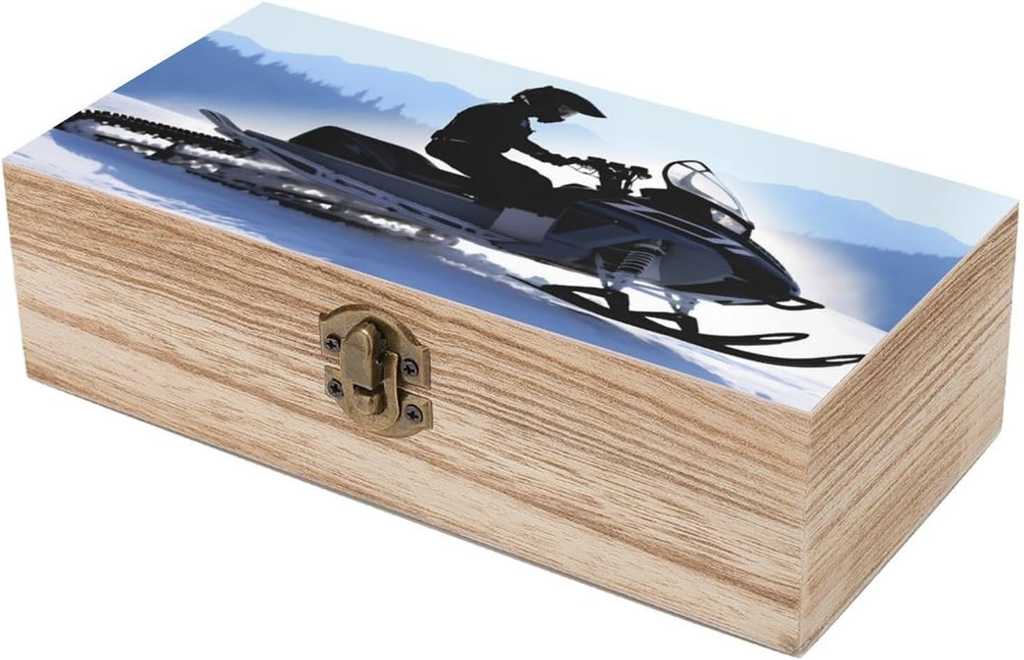 Snowmobile Keepsake Box Large Wooden Storage Organizer