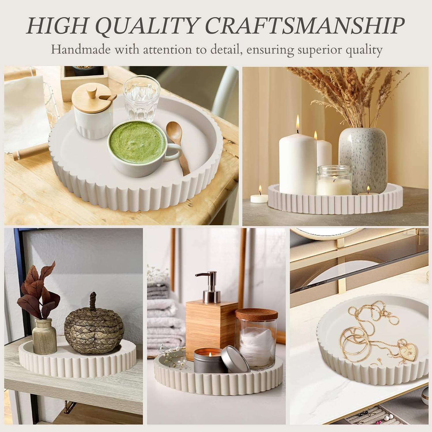 Large Round Decorative Tray for Coffee Table