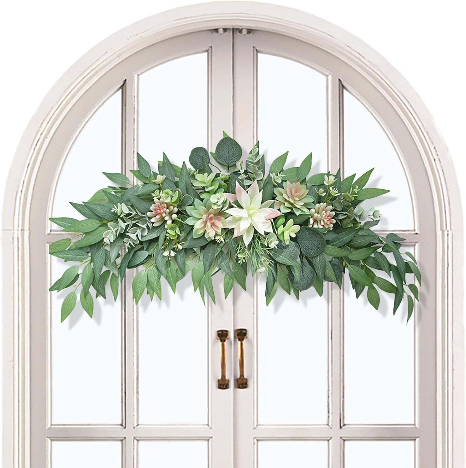 28inch Artificial Succulent Swag Decor with Eucalyptus and Greenery